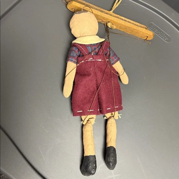 Adorable antique marionette boy, 10 long plus the strings. Grey1